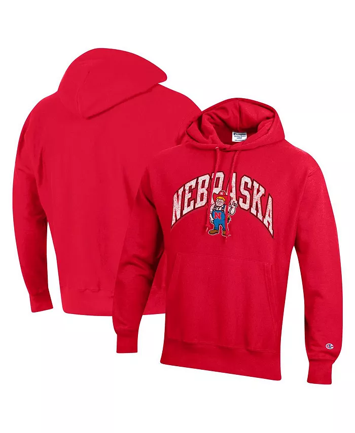 

Мужская красная толстовка с капюшоном Nebraska Huskers Vault Late Night Reverse Weave Pullover Champion