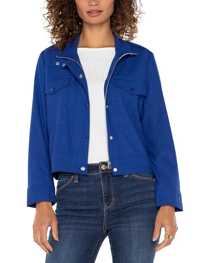 

Куртка Liverpool Los Angeles Utility Crop Jacket Textured Stretch Woven, цвет Blue Topaz