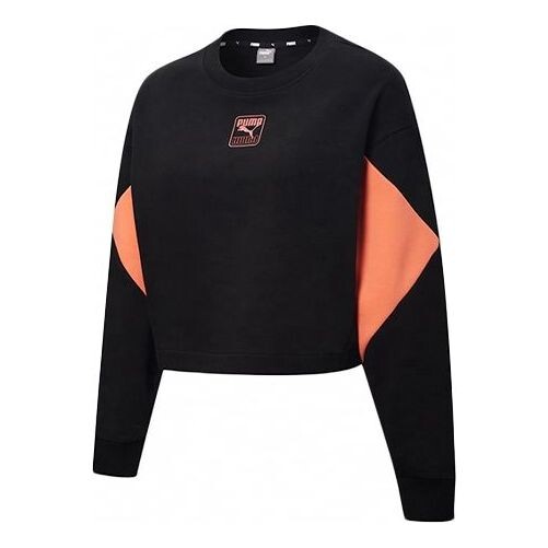 

Свитер rebel crew cropped training sweatshirt 'black orange' Puma, черный