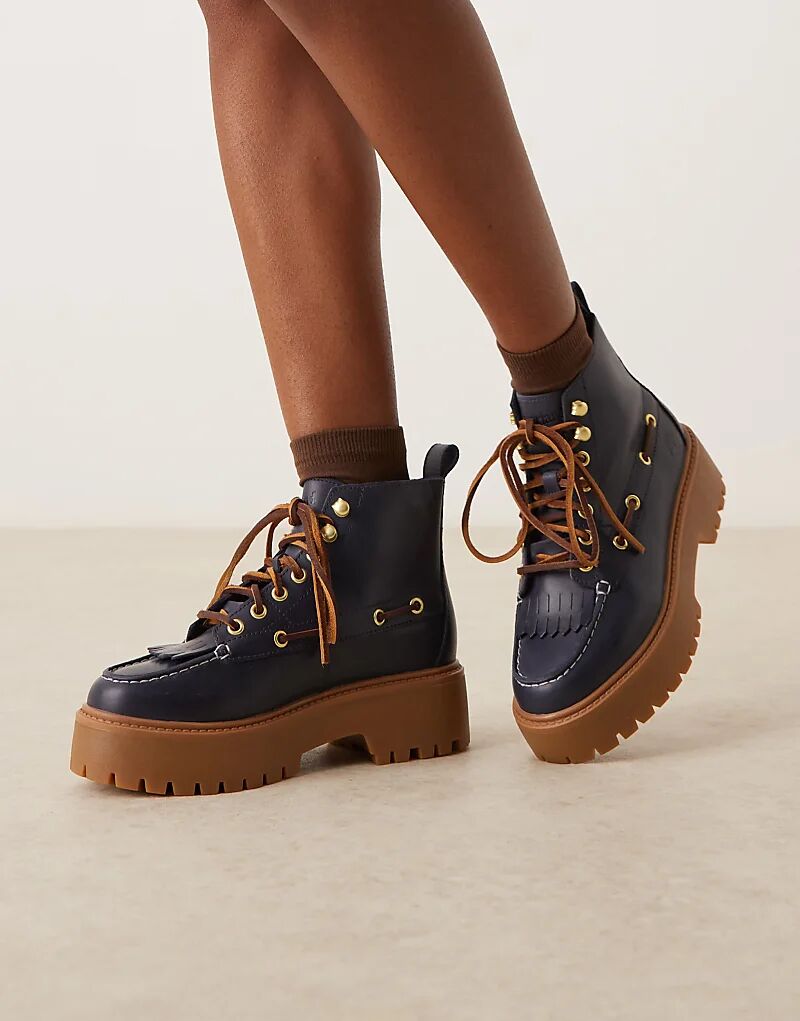 Ботинки Timberland Stone Street 7 Eye на платформе из темно-синей кожи