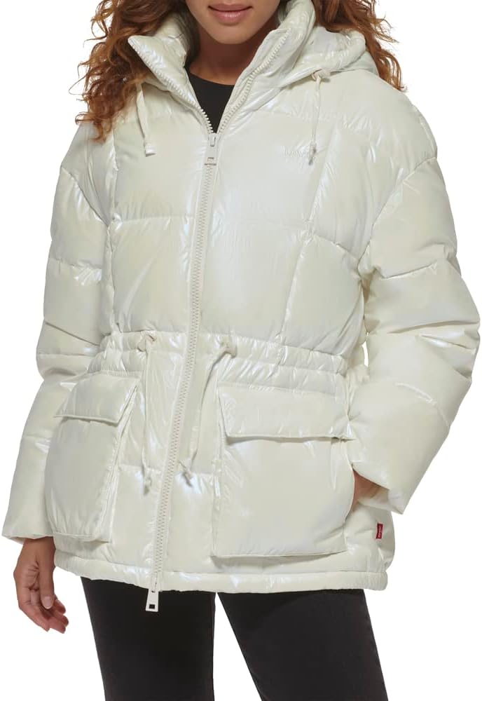 

Levi's Женская утепленная куртка Megan с капюшоном и регулируемой талией, New Polished Cream