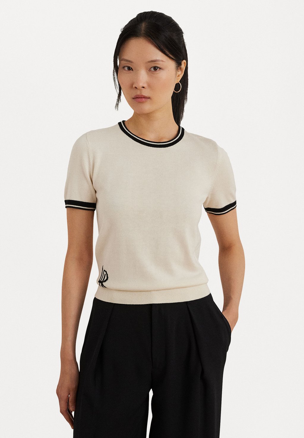 

Базовая футболка TWO TONE SHORT SLEEVE SWEATER Lauren Ralph Lauren, кремовый