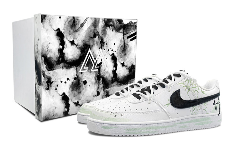 

Кроссовки Nike Court Vision 1 Skateboarding Shoes Men Low-top Cloud White/Core Black/Green Spark, белый