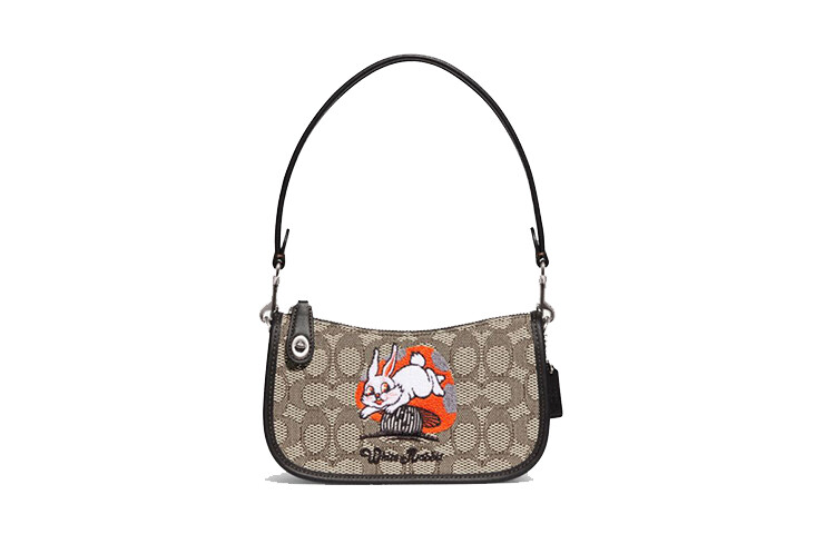 

COACH Женская сумка через плечо в стиле свингер, Khaki spelling black
