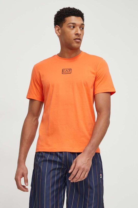 

Хлопковая футболка EA7 Emporio Armani, оранжевый