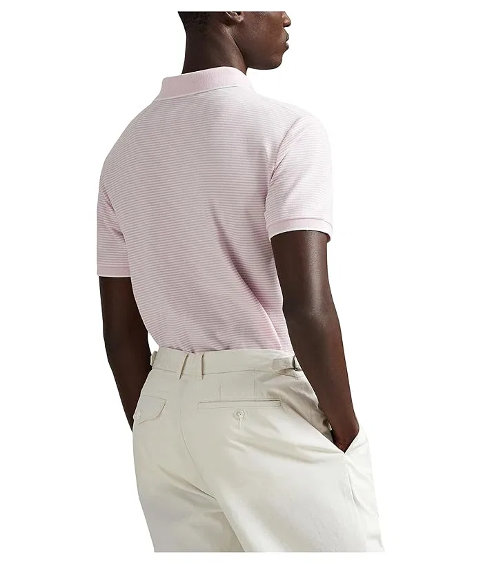 Поло Custom Slim Striped Stretch Mesh Polo Ralph Lauren, Garden Pink/White — фото 3