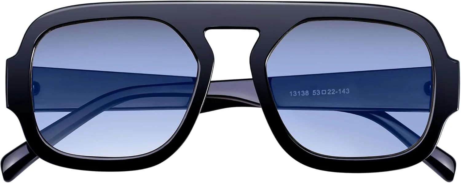 

Модные квадратные солнцезащитные очки-авиаторы KesaPlan для женщин, винтажные дизайнерские очки с плоской верхней частью, стильная оправа, A6 Black/Blue Gradient