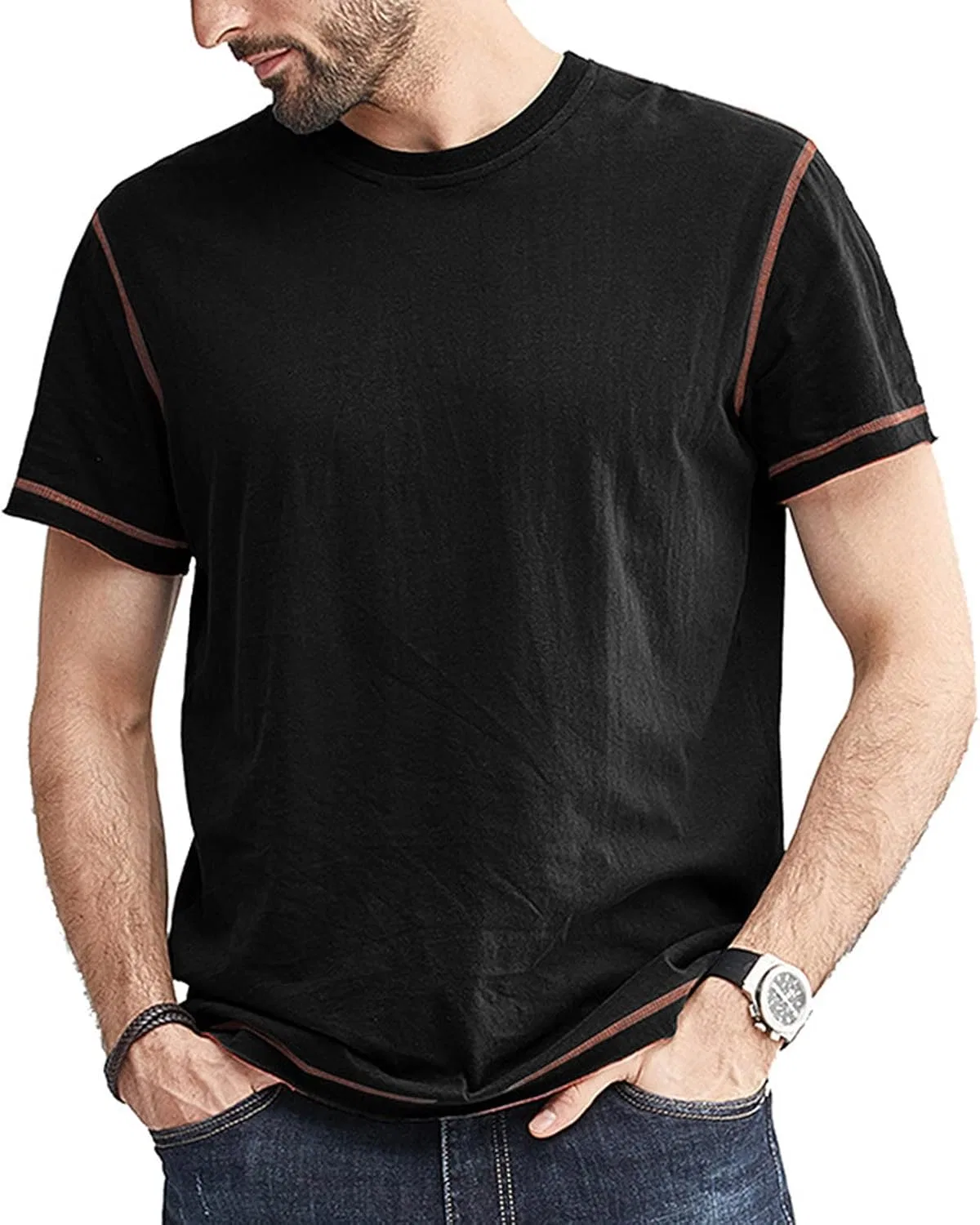 Футболка мужская с коротким рукавом, Slim fit, черный