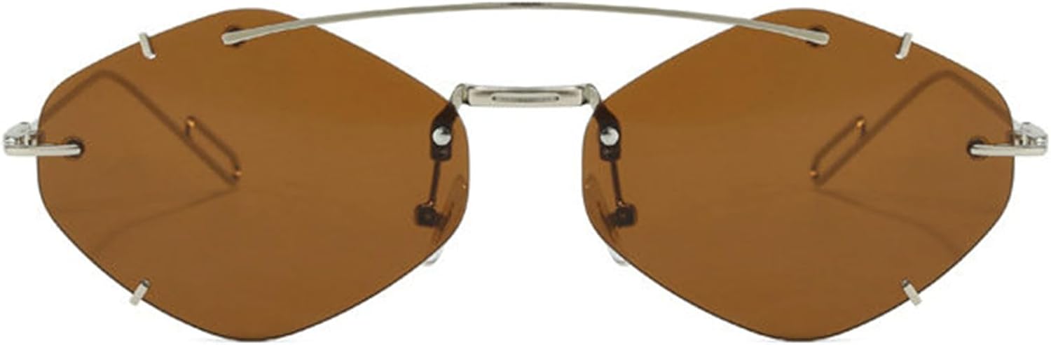 

Солнцезащитные очки Willochra Rimless Y2K Punk Polygon для женщин, 2025 год, роскошные модные металлические очки неправильной формы для мужчин, защита от УФ-излучения UV400, C3