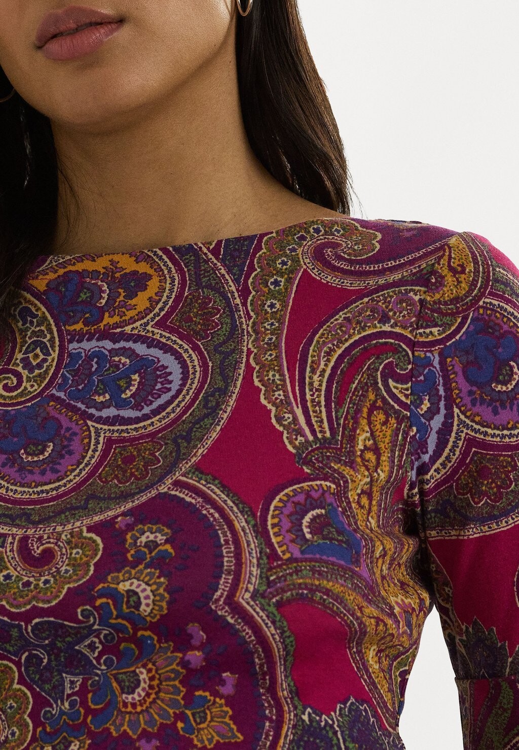 

Принт на футболке PAISLEY COTTON BOATNECK TEE Ralph Lauren, розовый