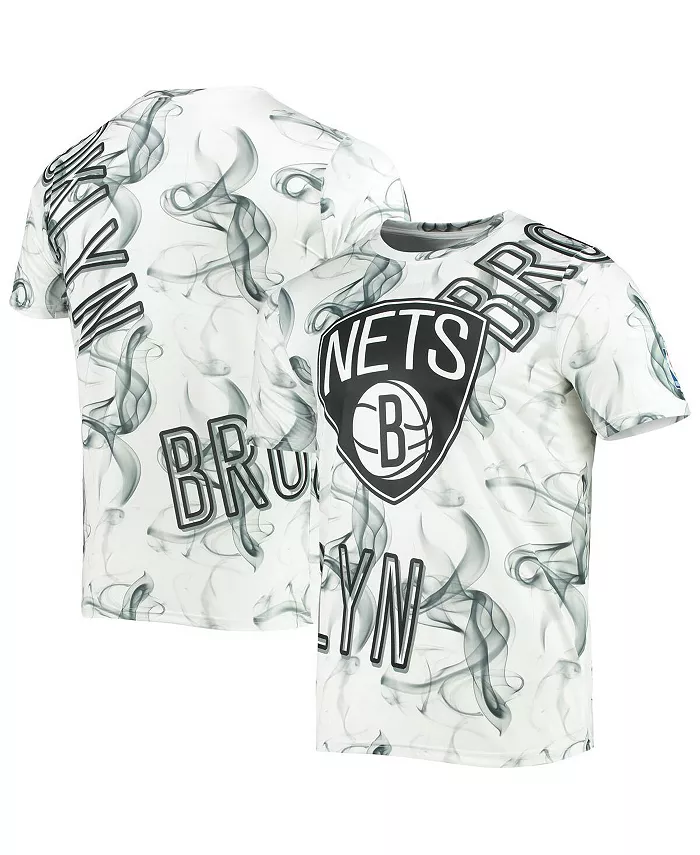 

Мужская футболка Brooklyn Nets Asymmetric Bold Smoke белого и черного цветов FISLL