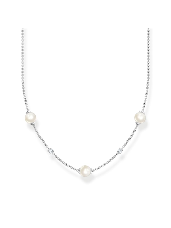 

Thomas Sabo Жемчужное ожерелье с камнями в серебряной, белой оправе