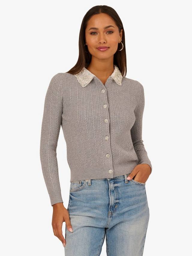 

Кардиган с отделкой стразами Adrianna Papell, Heather Grey