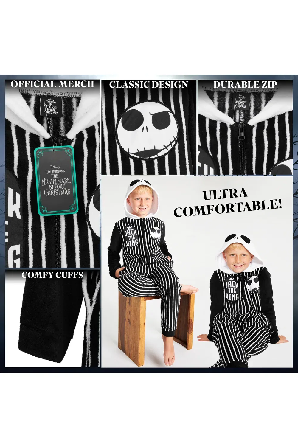 Детский комбинезон-слип Jack Skellington Disney, черный — фото 4