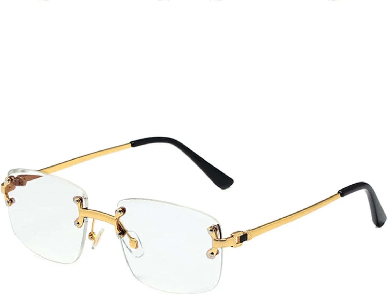 

Винтажные солнцезащитные очки без оправы с металлическими заклепками для женщин и мужчин в стиле панк, роскошные, с градиентным затемнением и защитой от УФ-излучения UV400 TYUVIVO, Gold Clear