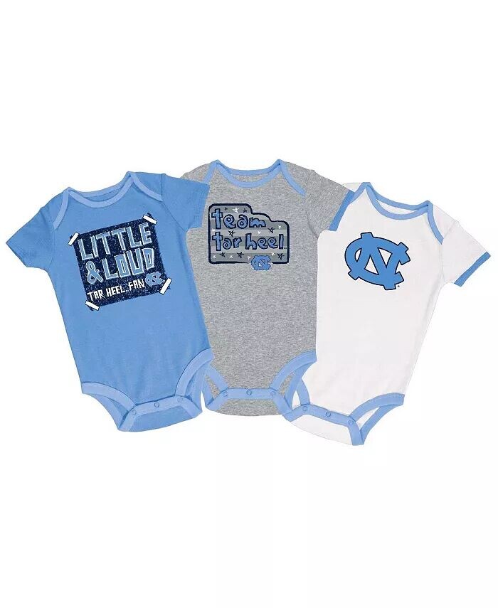 

Комплект из 3 боди для мальчиков и девочек Carolina Blue, Grey, White North Carolina Tar Heels Champion