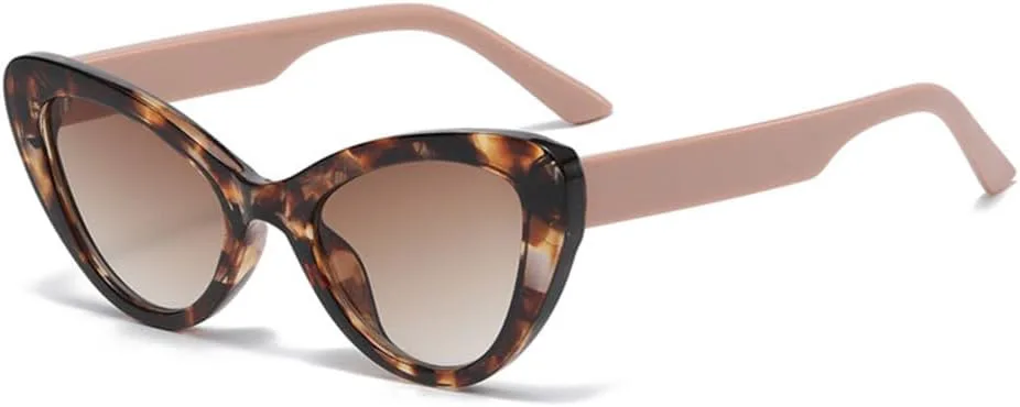 

Винтажные солнцезащитные очки «кошачий глаз» для женщин и мужчин, маленькая оправа, панк-очки, леопардовый принт, коричневые солнцезащитные очки HPIRME, 2