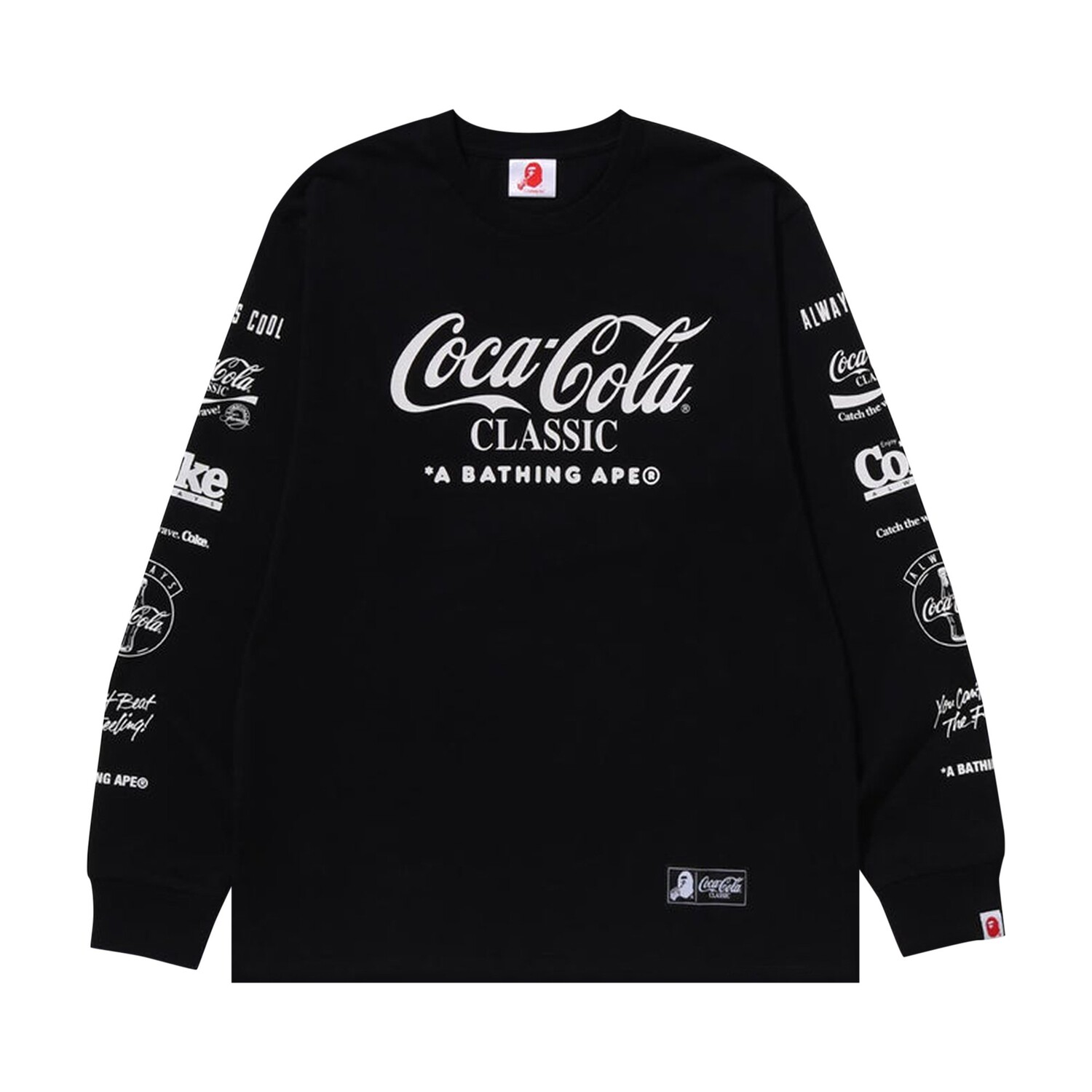 

Футболка с длинными рукавами BAPE x Coca-Cola Milo, черная, Черный, Футболка с длинными рукавами BAPE x Coca-Cola Milo, черная