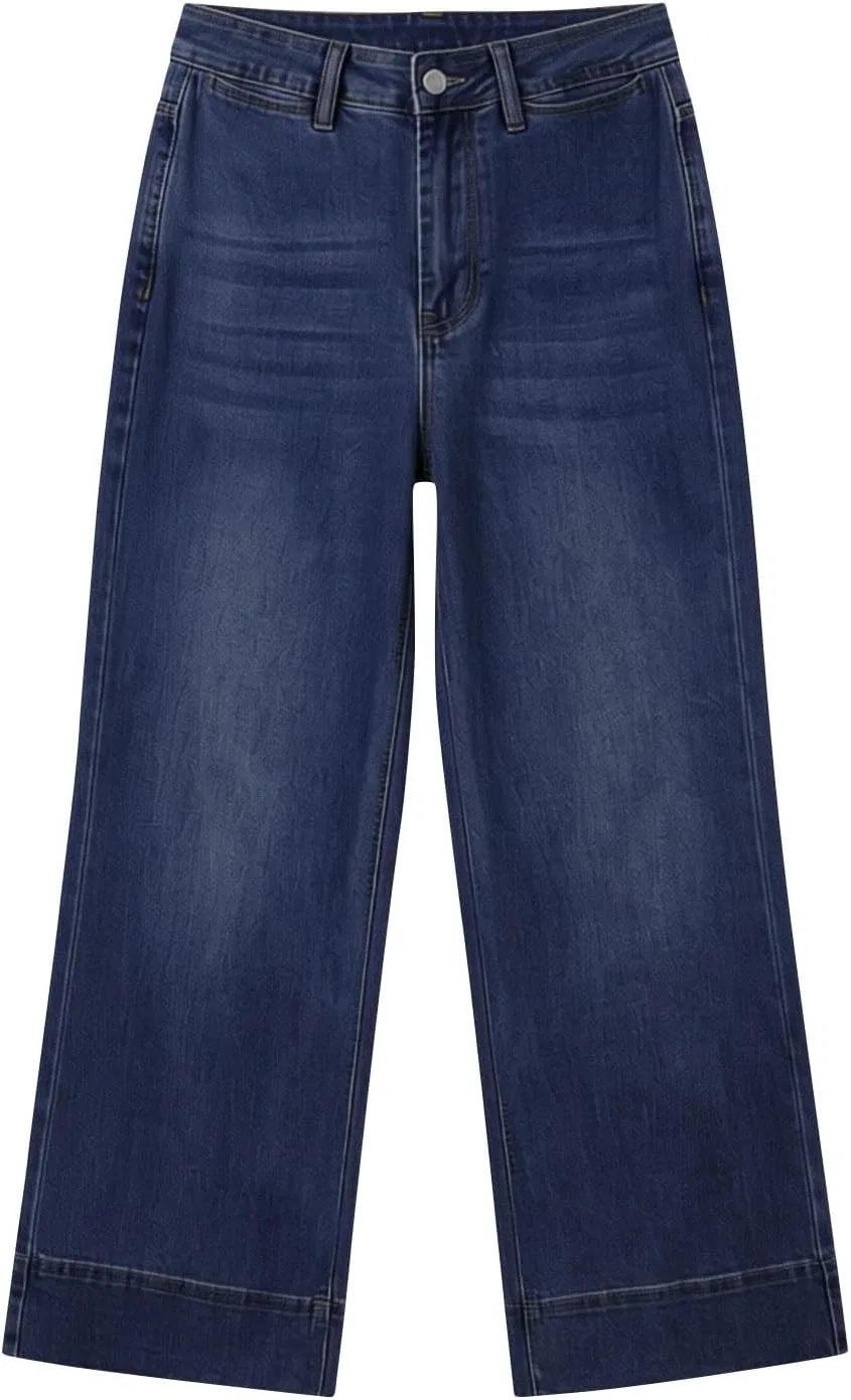 Джинсы свободные Women's High Waist Jeans, Dark Blue — фото 4