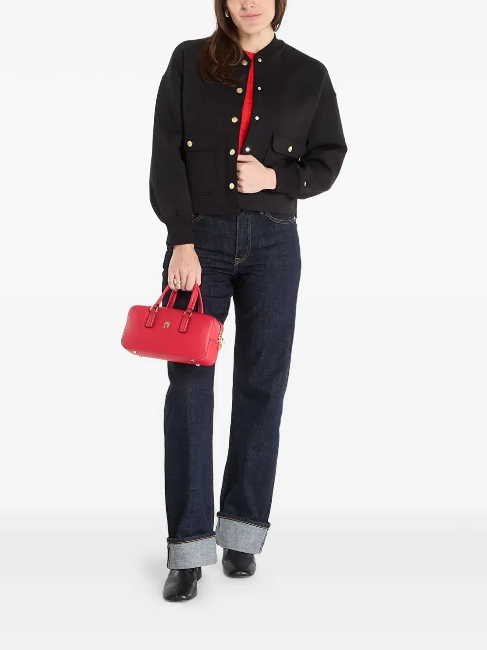 Укороченная куртка на кнопках Tommy Hilfiger, черный — фото 2