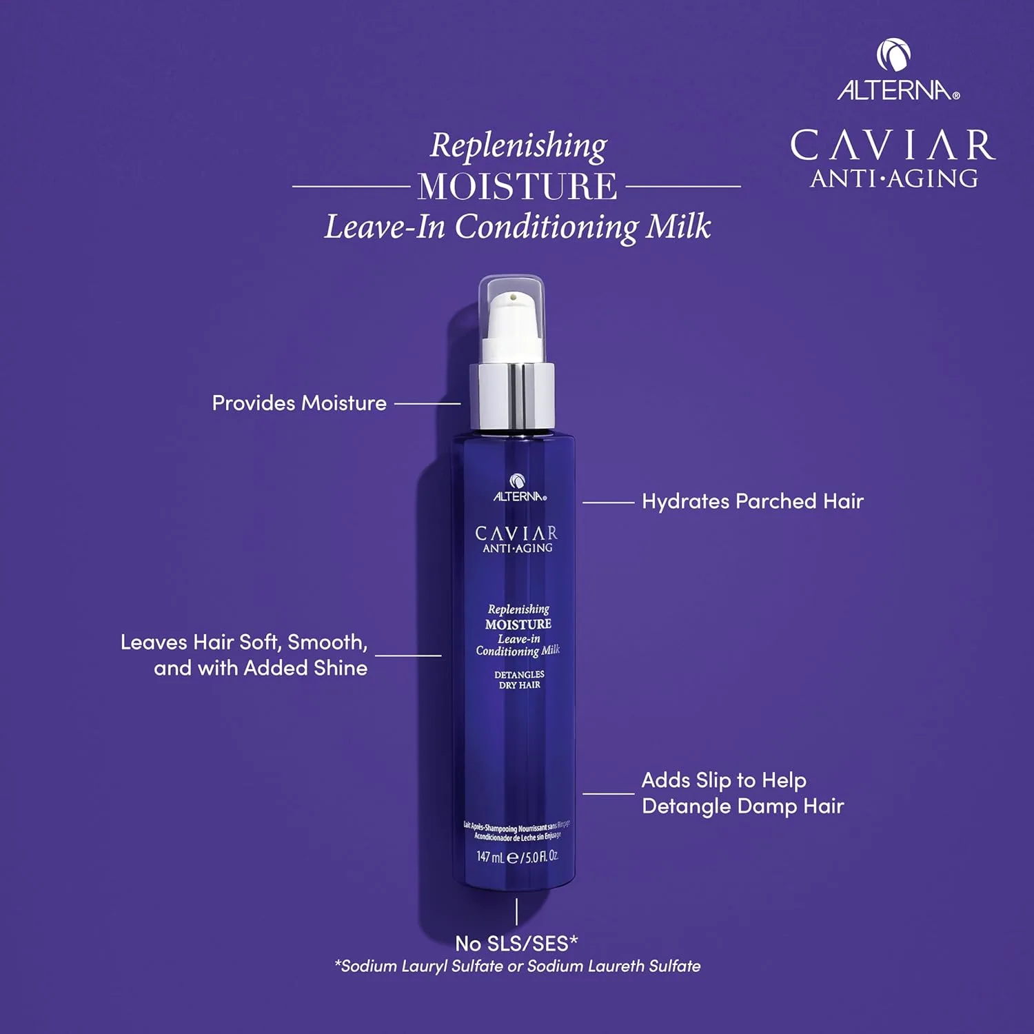 Alterna Haircare CAVIAR Антивозрастное восстанавливающее увлажняющее несмываемое кондиционирующее молочко, 140 мл | Распутывает сухие волосы | Без сульфатов, без парабенов — фото 2