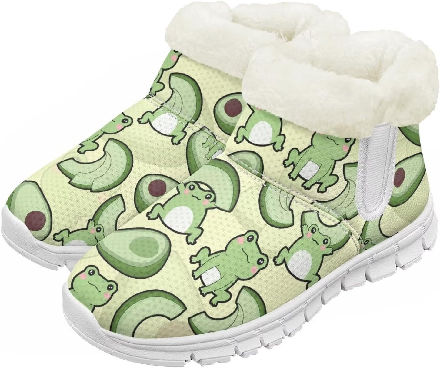 

Pzuqiu Детские зимние сапоги с теплым мехом, милый принт для мальчиков и девочек, малышей/детей/старших детей для прогулок на улице, белая подошва