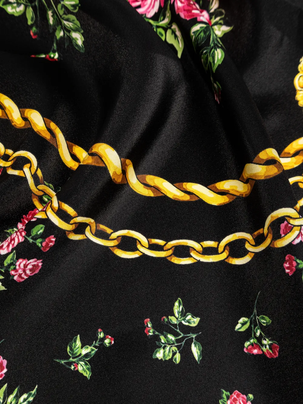 Шарф с цветочным принтом DOLCE & GABBANA, черный — фото 3