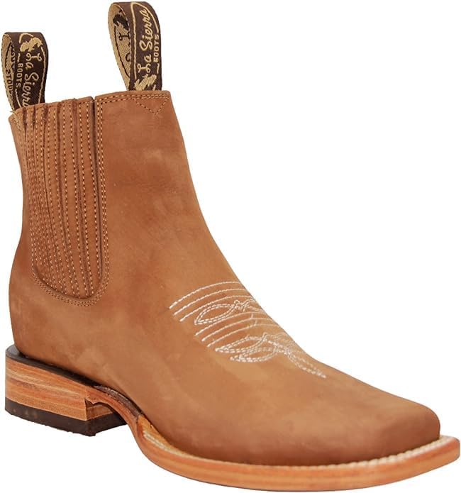 

Мужские короткие ковбойские сапоги Nuestratradicionmex из натуральной кожи с квадратным носком, ботинки для мужчин с квадратным носком, Camel