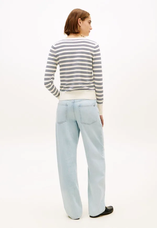 Свитер с золотистыми пуговицами и вырезом-лодочкой Tommy Hilfiger, Calico/Dark Navy Blue — фото 3