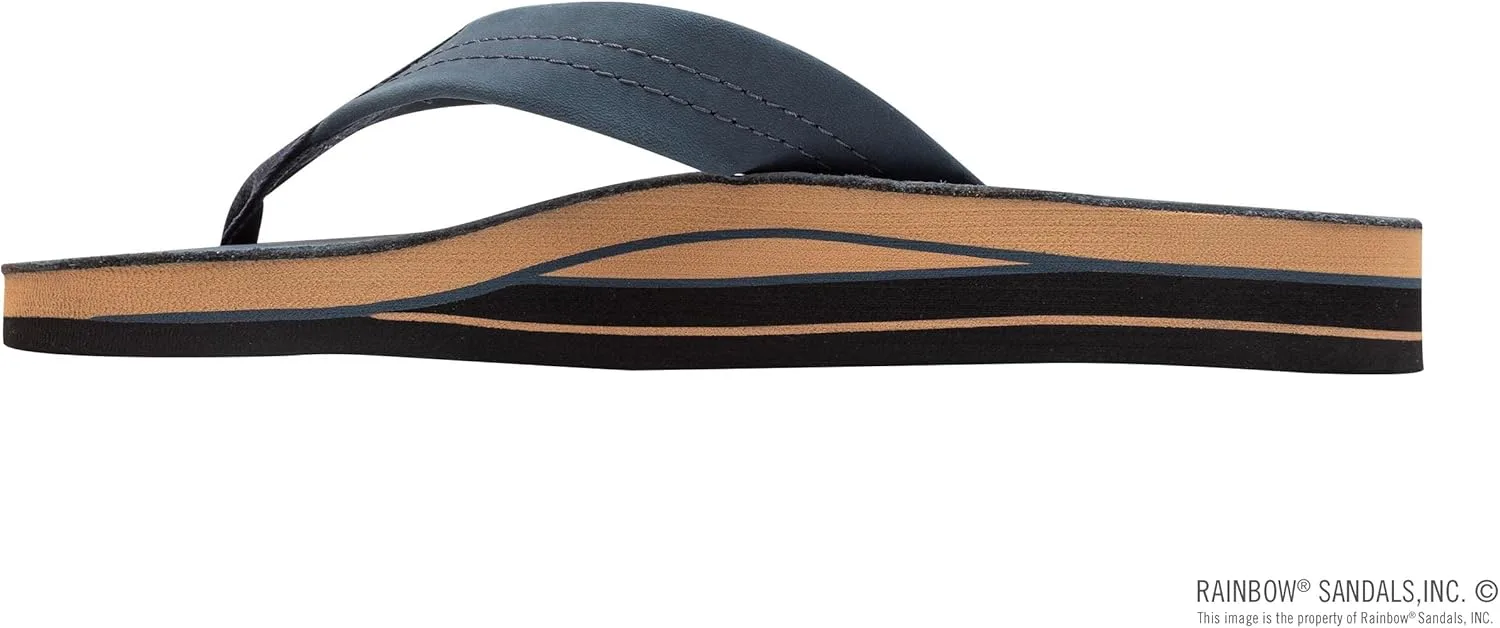 Мужские классические кожаные сандалии Радужные Rainbow Sandals, темно-синий — фото 2