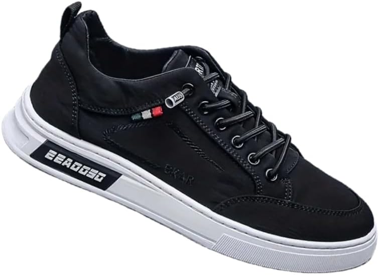 

Мужские стильные низкие кеды для скейтборда - легкие дышащие кроссовки с эластичными шнурками, нескользящей подошвой для прогулок на улице, бега и комфорта в бизнес-поездках Clolinde, черный