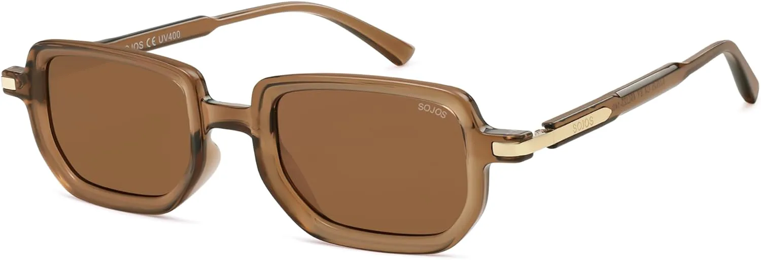 

Солнцезащитные очки SOJOS Retro Polarized Rectangle в стиле 70-х для женщин и мужчин, модные шестиугольные очки в стиле 80-х и 90-х SJ2625, Brown Frame Brown Lens