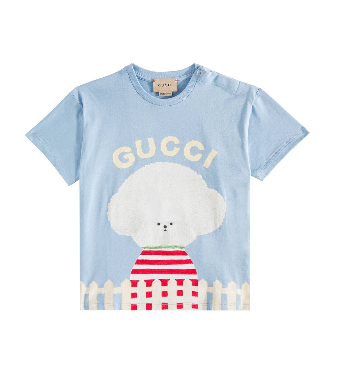 

Футболка из хлопкового трикотажа с принтом для малышей Gucci Kids, цвет sky/mc