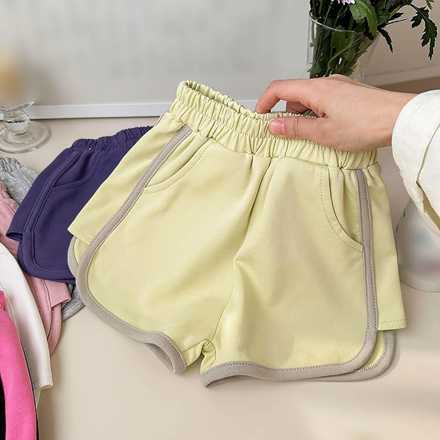 Детские шорты для активного отдыха, легкие, с карманом, Light Yellow, 1T-7T — фото 3