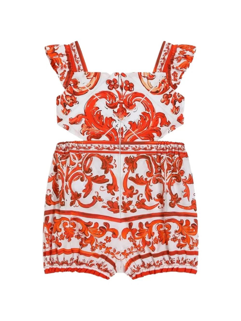 Ромпер из поплина с майоличным принтом Dolce & Gabbana Kids, белый — фото 2