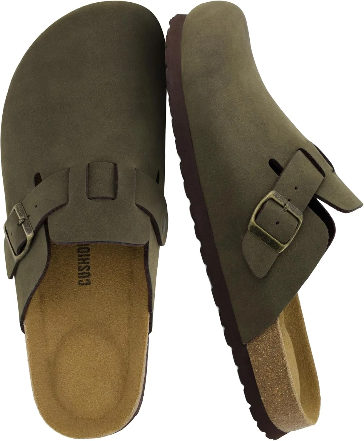 Мужские сабо CUSHIONAIRE Haze с пробковой стелькой и комфортом, Olive Nubuck Leather