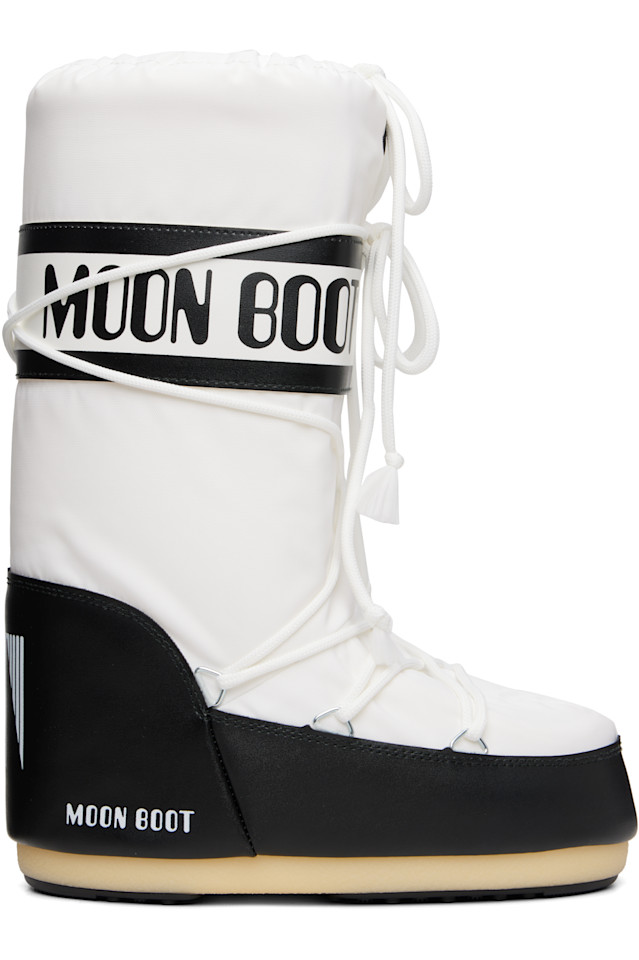 

Moon Boot Белые и черные нейлоновые ботинки Icon