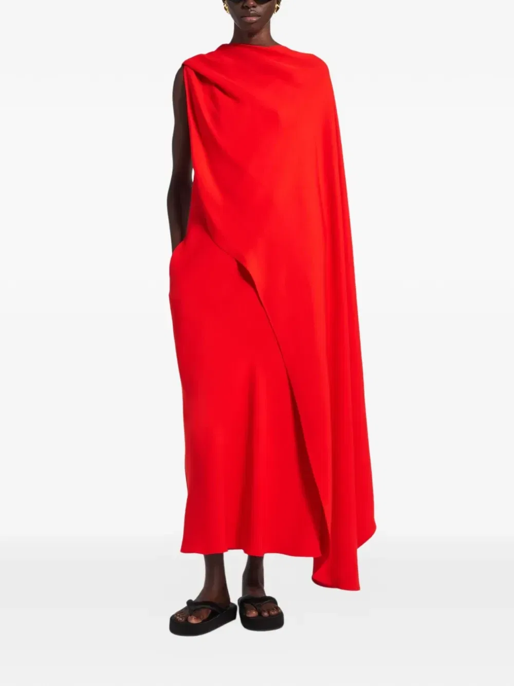 Платье с открытой спиной и драпировкой BALENCIAGA, красный — фото 2