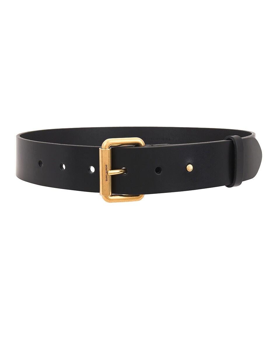 

Квадратный ремень из веганской кожи Saint Laurent, цвет Nero