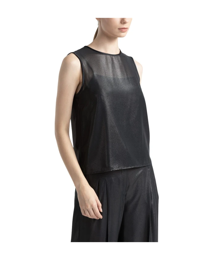 

Топ с круглым вырезом из ламинированного жоржета Peserico, черный