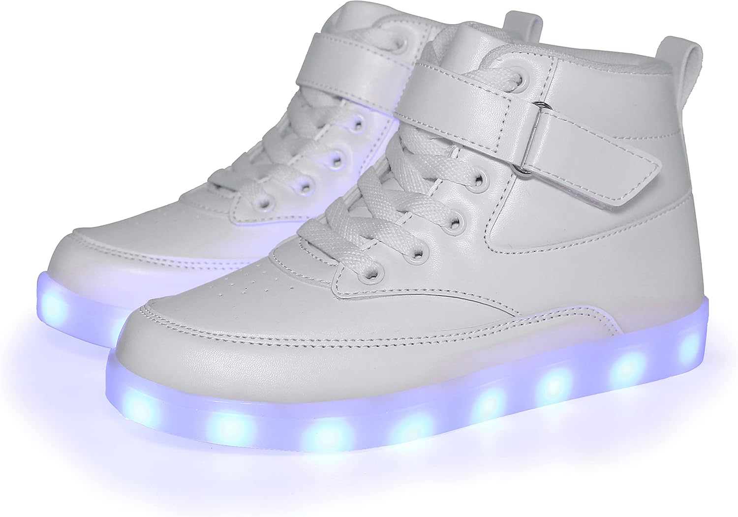 Детские светящиеся кроссовки с LED-подсветкой, с USB-зарядкой, высокие, для мальчиков и девочек, унисекс Voovix, белый — фото 2