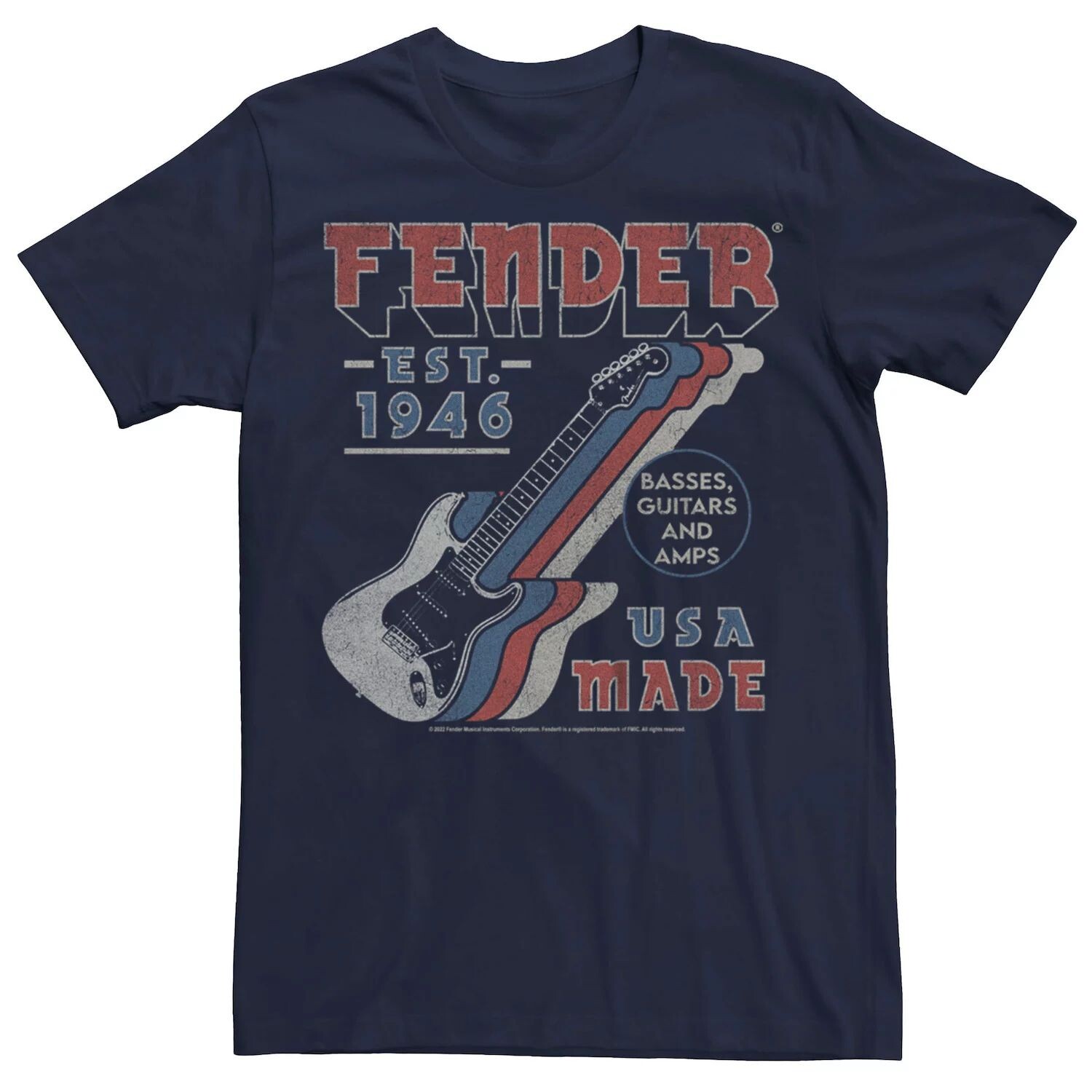 

Мужская футболка с рекламой винтажной гитары Fender EST 1946 Licensed Character