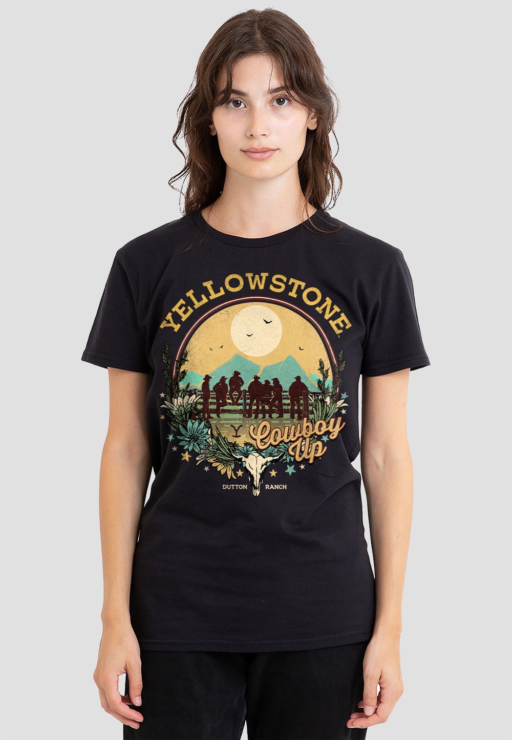

Футболка с принтом YELLOWSTONE COWBOY UP Cotton Soul, черный