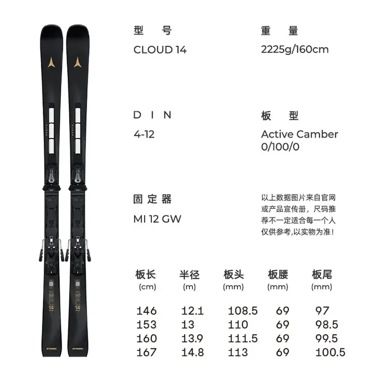 

Atomic Лыжи, новая серия CLOUD, женские лыжи для двоих, 2526 CLOUD C14, 160 см
