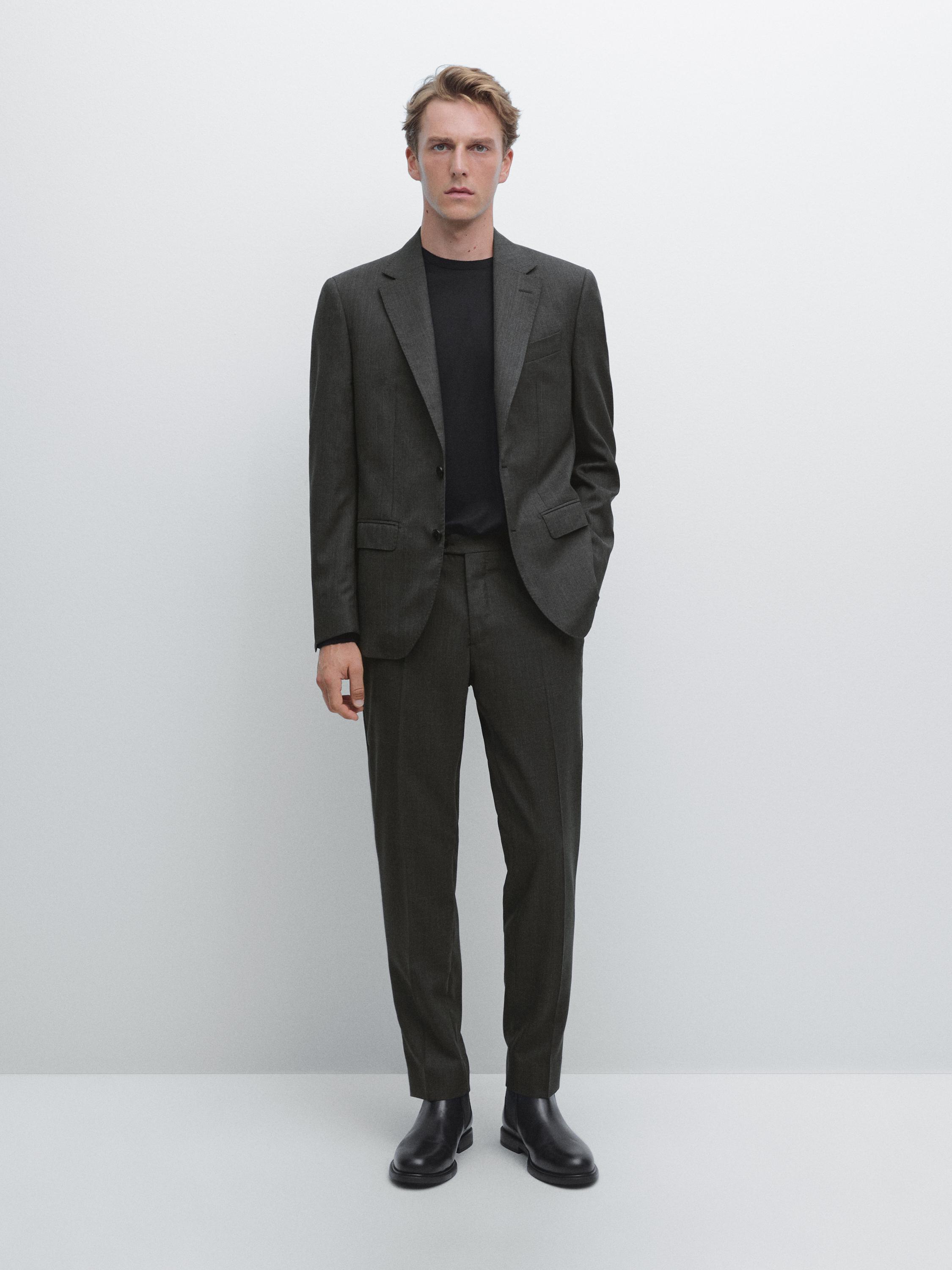 

Пиджак из 100% шерсти Massimo Dutti, Charcoal