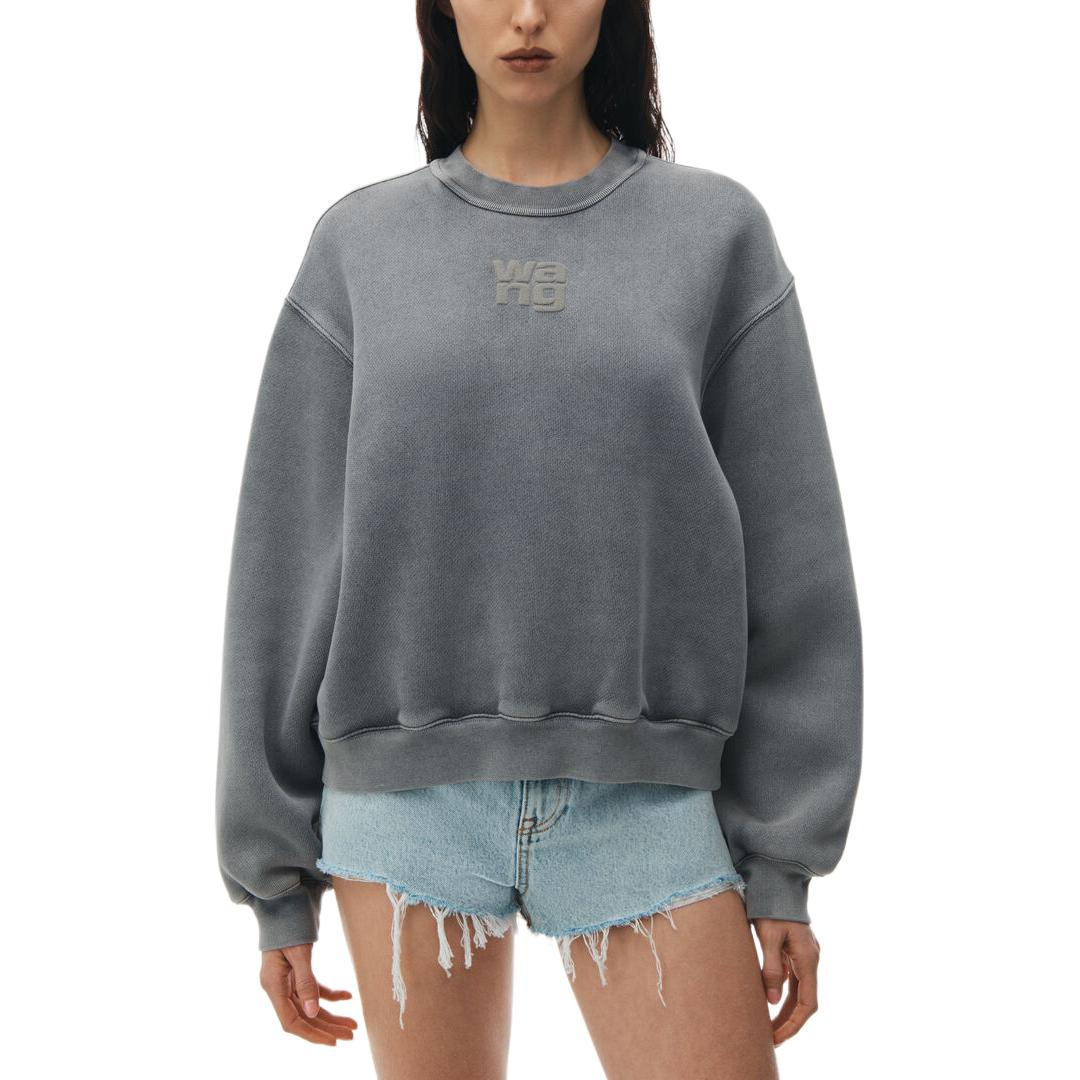 Свитшот SS24 Женский Кислотная Мойка Серый Alexander Wang — фото 4