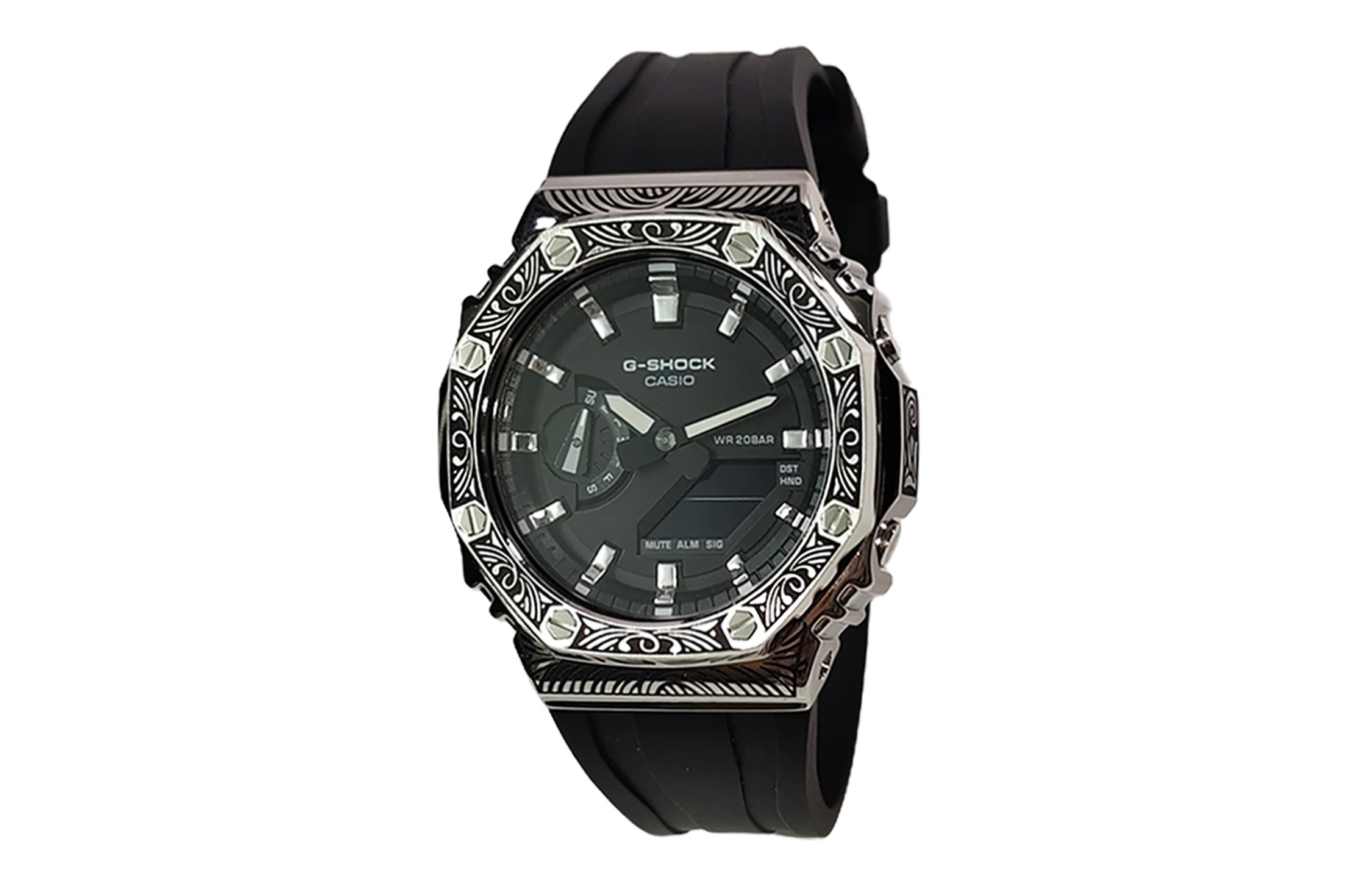 

CASIO Часы Retrofit Series GA2100 Collection Quartz Movement Fluoroelastomer Strap Watch Men's Watch Black Dial