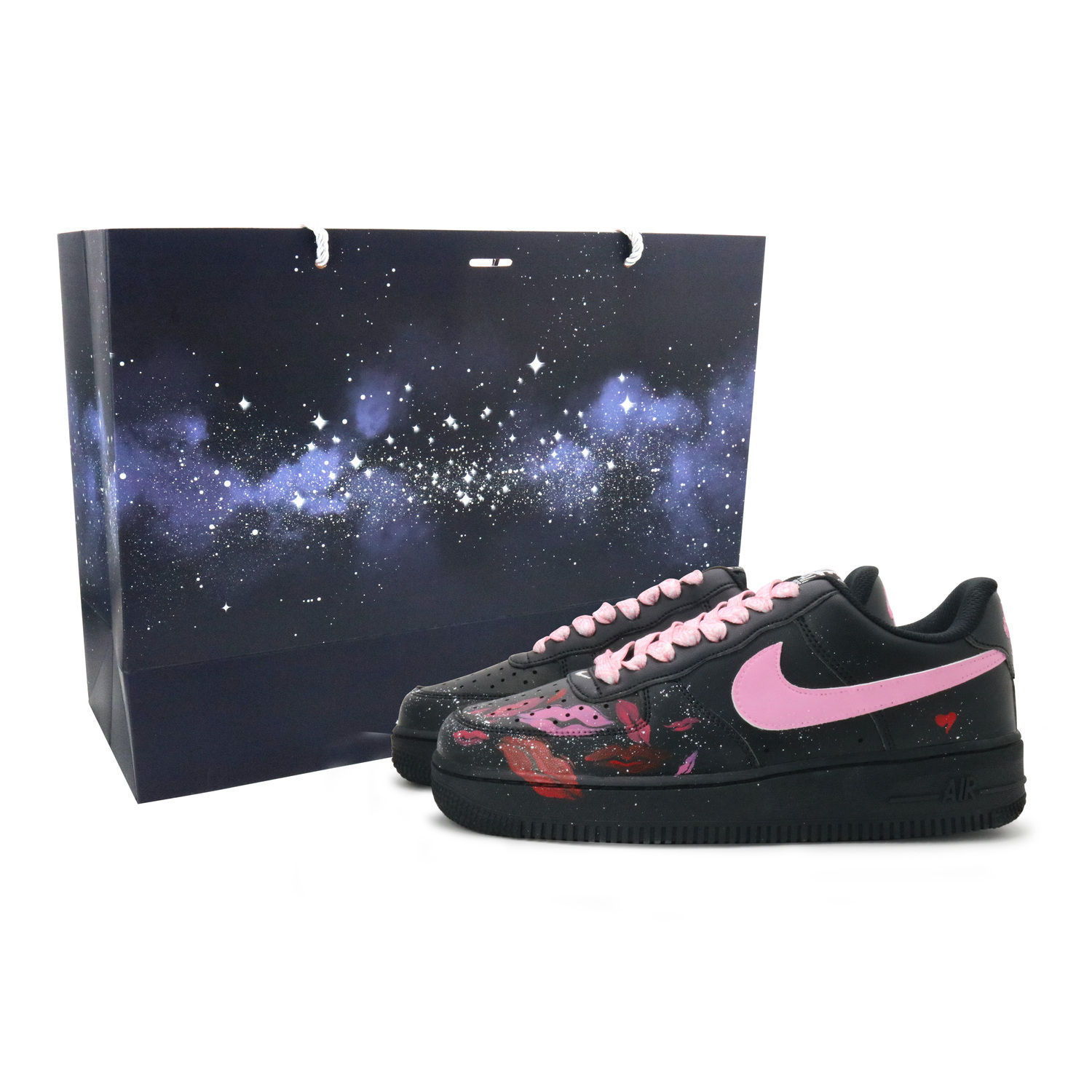 

Nike Кроссовки для скейтбординга Air Force 1 Pink Gentleman Abrasion Resistant низкие мужские Black Pink