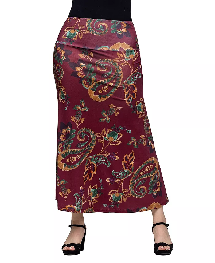 

Женская юбка макси с винным принтом и эластичным поясом 24seven Comfort Apparel, мультиколор
