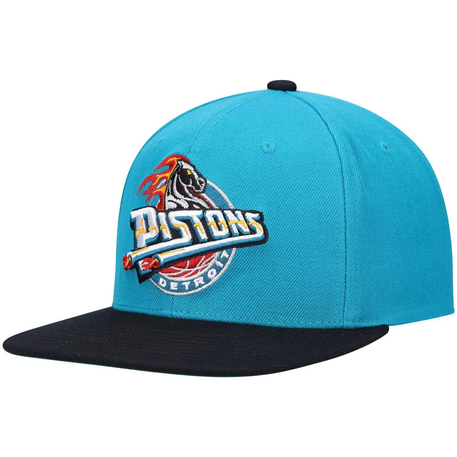 

Мужская двухцветная бейсболка Snapback 2.0 Mitchell & Ness Teal/Black Detroit Pistons Hardwood Classics Team